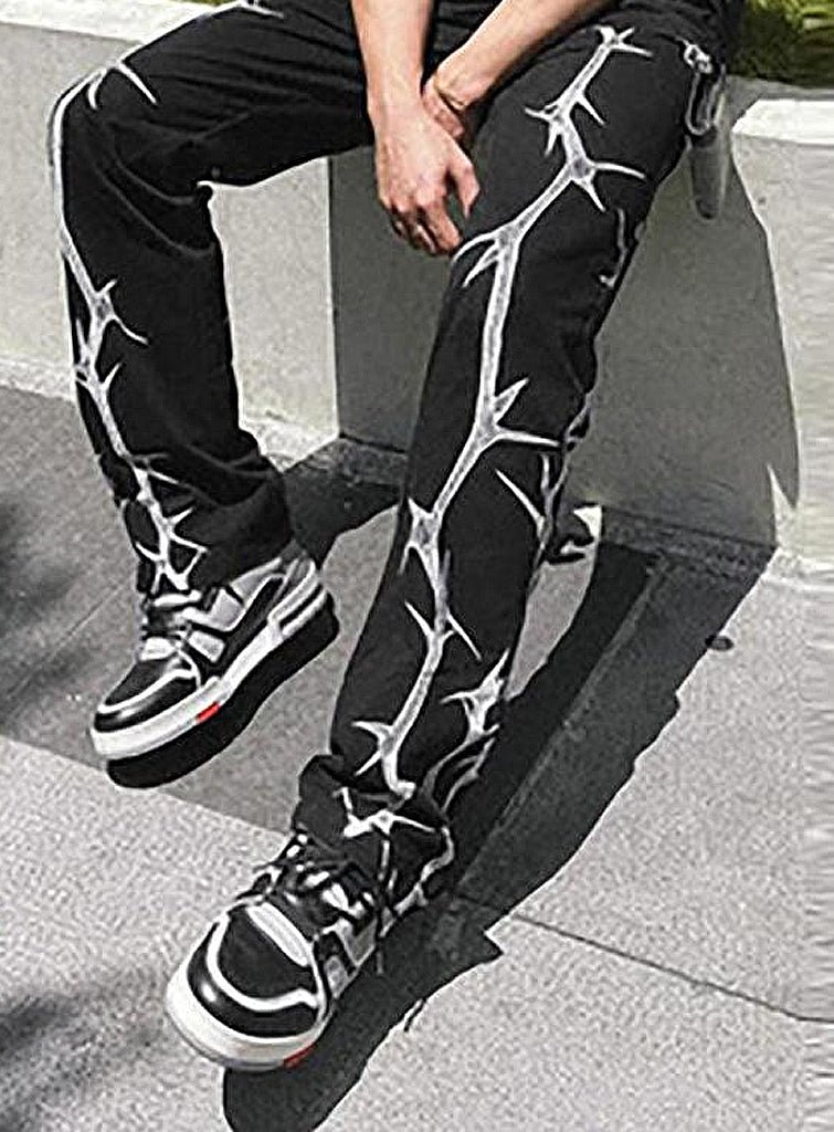 Pantalones INKED góticos cintura alta informal con estampado Ramas