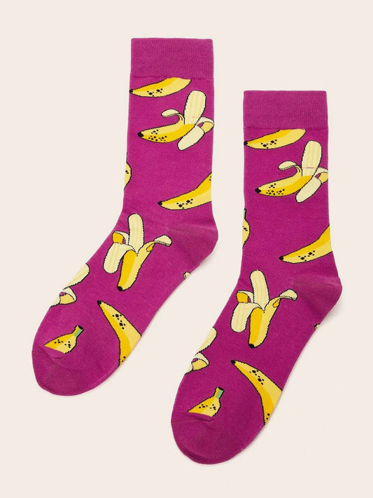 SHEIN Medias Calcetines con patrón de estampado de Bananas